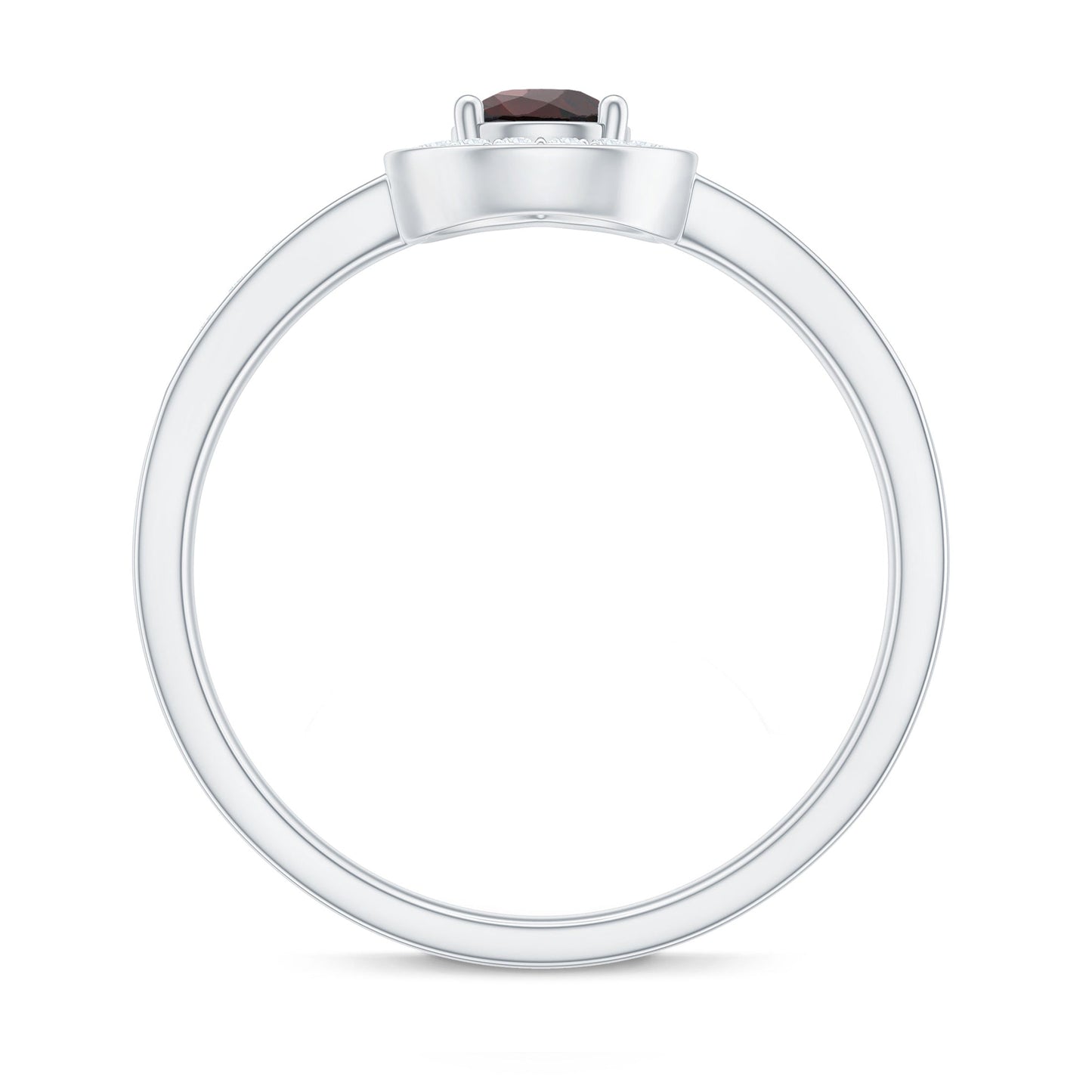 Classic Garnet Pear Shaped Engagement Ring with Diamond Halo