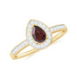 Classic Garnet Pear Shaped Engagement Ring with Diamond Halo