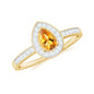 Natural 0.6 Carat Pear Shape Citrine Engagement Ring with Diamond Halo
