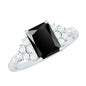Certified 1.8 Carat Emerald Cut Black Onyx Engagement Ring with Diamonds