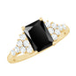 Certified 1.8 Carat Emerald Cut Black Onyx Engagement Ring with Diamonds