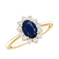 Natural 1 Carat Blue Sapphire Princess Diana Inspired Engagement Ring with Diamonds