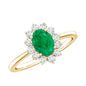 Natural 0.7 Carat Emerald Oval Engagement Ring with Diamond Halo