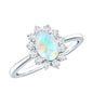 Certified Real Ethiopian Opal Oval Engagement Ring with Diamond Halo