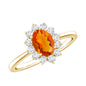 0.6 Carat Princess Diana Inspired Fire Opal and Diamond Engagement Ring