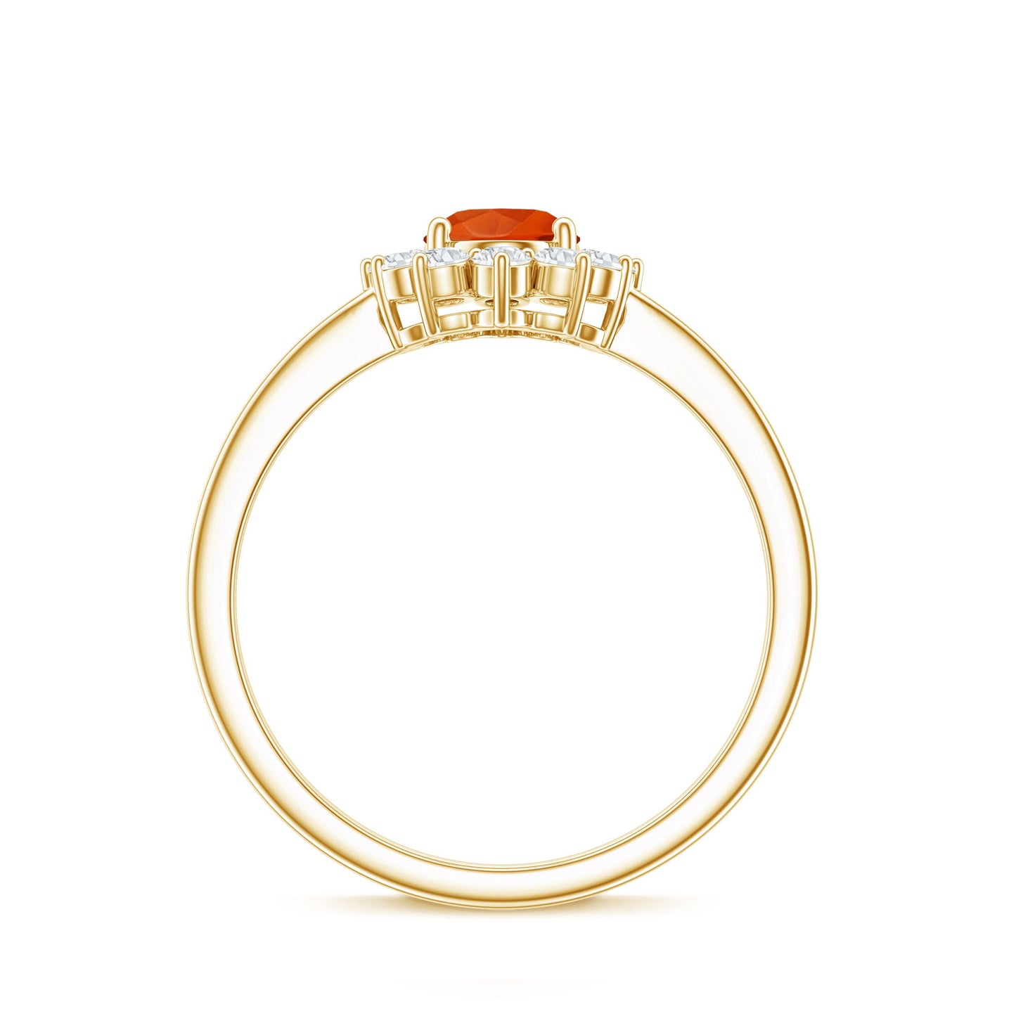 0.6 Carat Princess Diana Inspired Fire Opal and Diamond Engagement Ring
