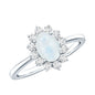 Princess Diana Inspired Moonstone Engagement Ring Diamond Halo