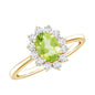 Real 1 Carat Peridot Oval Engagement Ring with Diamond Halo