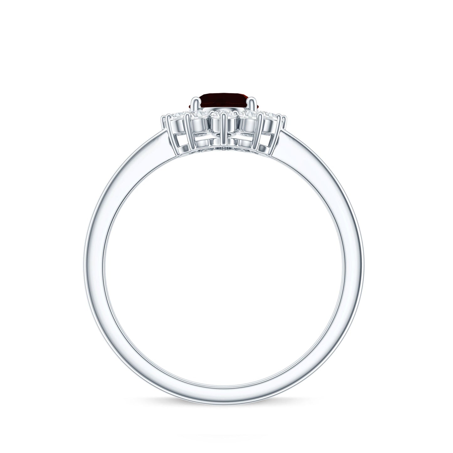 Natural 1.5 Carat Garnet Oblong Engagement Ring with Diamond Halo