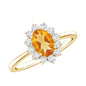 Real 1 Carat Citrine Oval Shape Engagement Ring with Diamond Halo