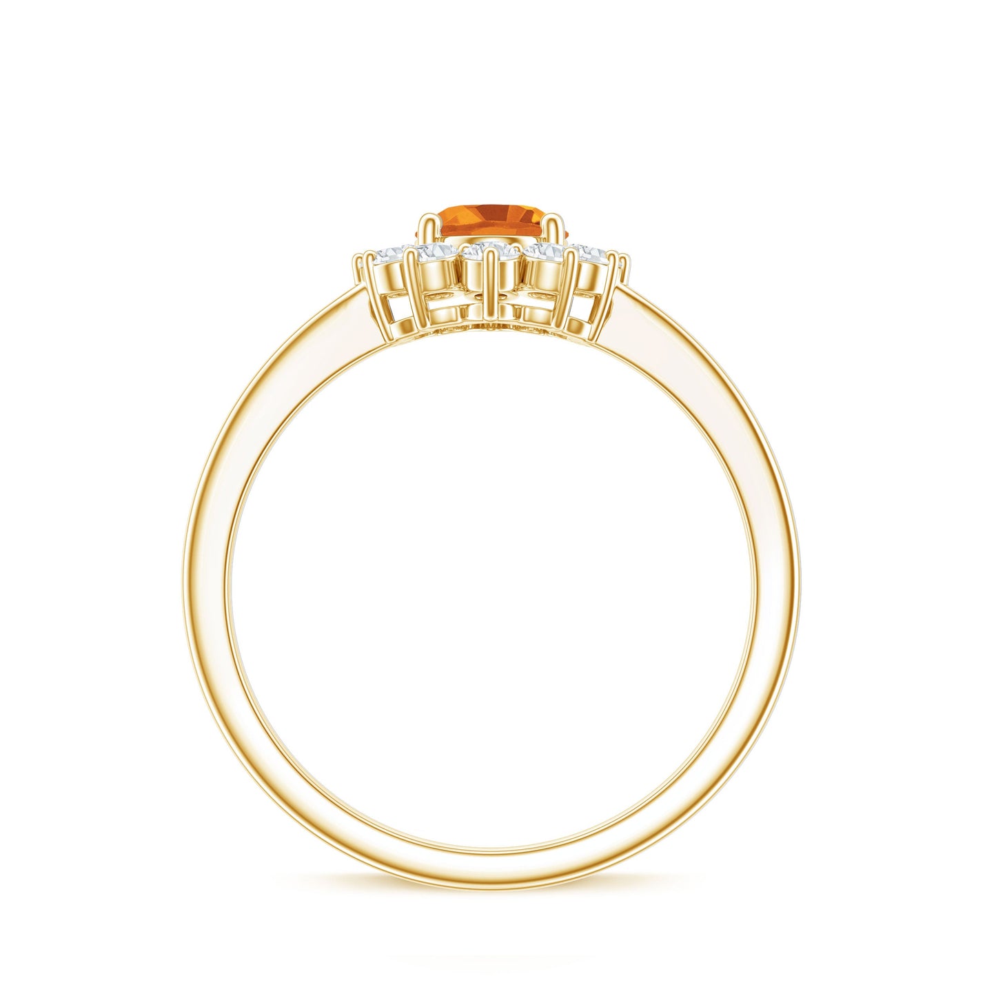 Real 1 Carat Citrine Oval Shape Engagement Ring with Diamond Halo