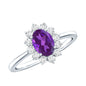 1 Carat Princess Diana Inspired Amethyst Engagement Ring Diamond Halo