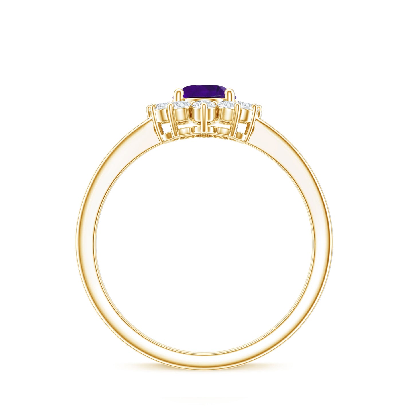 1 Carat Princess Diana Inspired Amethyst Engagement Ring Diamond Halo