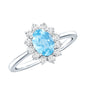 Natural 1 Carat Aquamarine Oval Engagement Ring with Diamond Halo