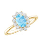 Natural 1 Carat Aquamarine Oval Engagement Ring with Diamond Halo