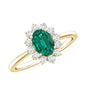 Lab Created Emerald Princess Diana Inspired Engagement Ring with Diamond