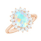 Natural 1.3 Carat Ethiopian Rainbow Opal Oval Engagement Ring with Diamond Halo