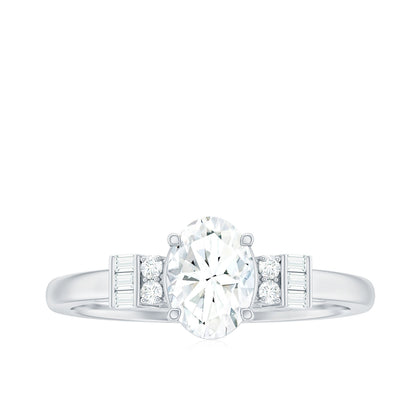Oval Shaped Moissanite Engagement Ring with Certificate