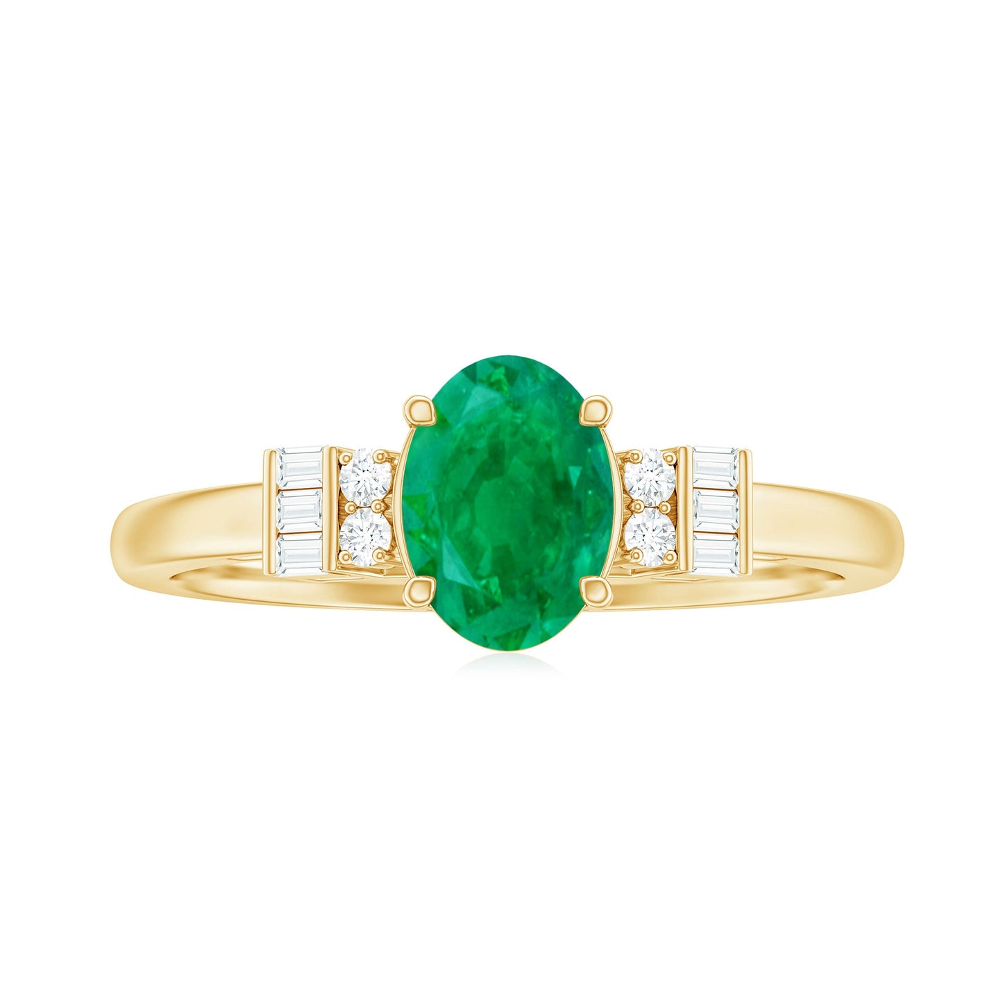 Natural Emerald and Diamond Engagement Ring for Her