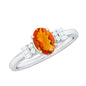 0.6 Carat Natural Oval Cut Fire Opal Classic Engagement Ring with Diamond