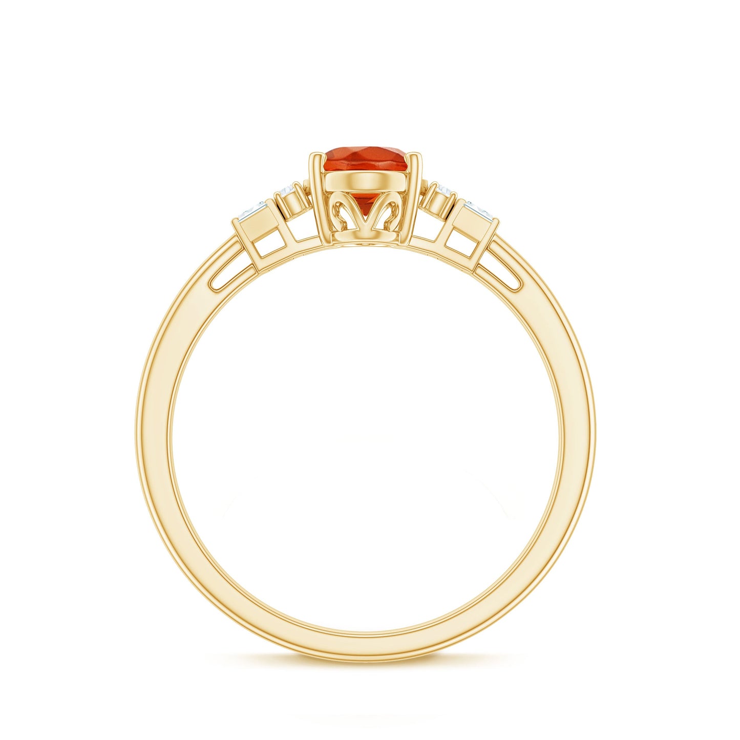 0.6 Carat Natural Oval Cut Fire Opal Classic Engagement Ring with Diamond