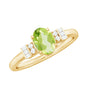 Genuine 1 Carat Peridot Oval Engagement Ring with Diamond
