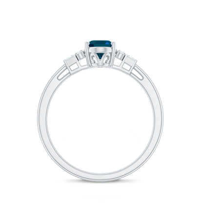 Oval Shaped London Blue Topaz Engagement Ring with Certificate