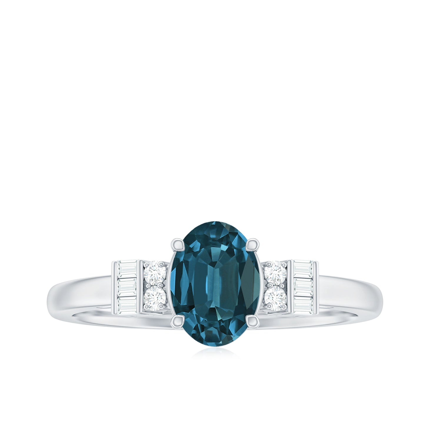 Oval Shaped London Blue Topaz Engagement Ring with Certificate