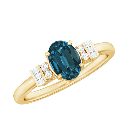 Oval Shaped London Blue Topaz Engagement Ring with Certificate
