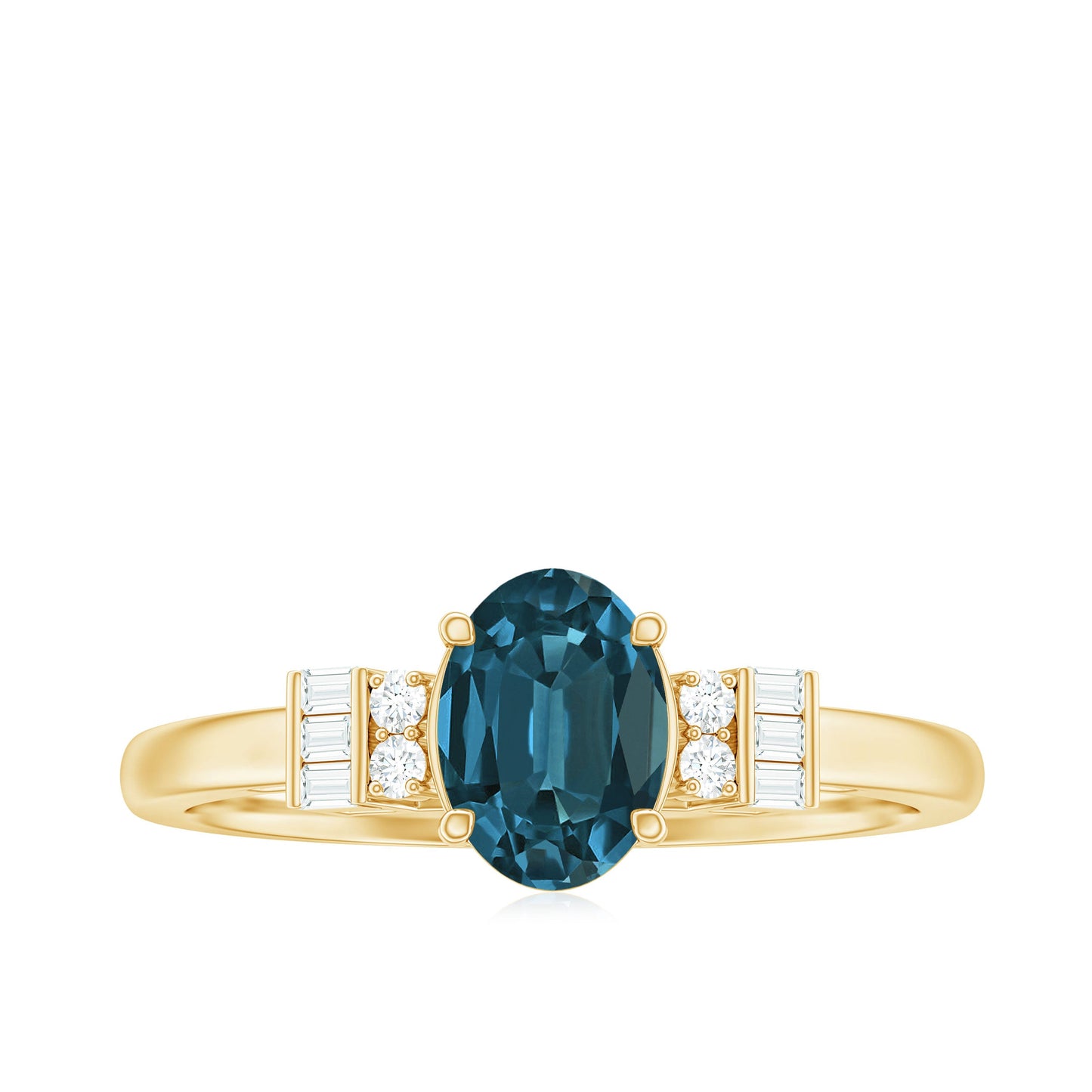 Oval Shaped London Blue Topaz Engagement Ring with Certificate
