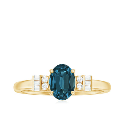 Oval Shaped London Blue Topaz Engagement Ring with Certificate