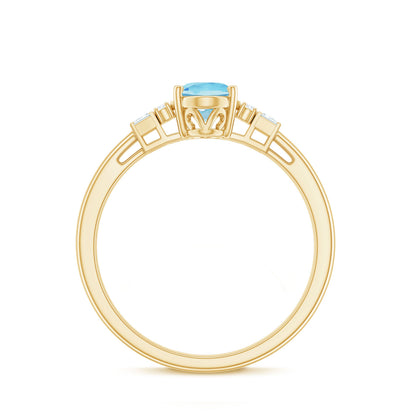 Oval Cut Aquamarine Classic Engagement Ring with Diamond