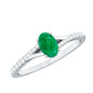 Natural Oval Emerald Promise Ring with Diamond Split Shank