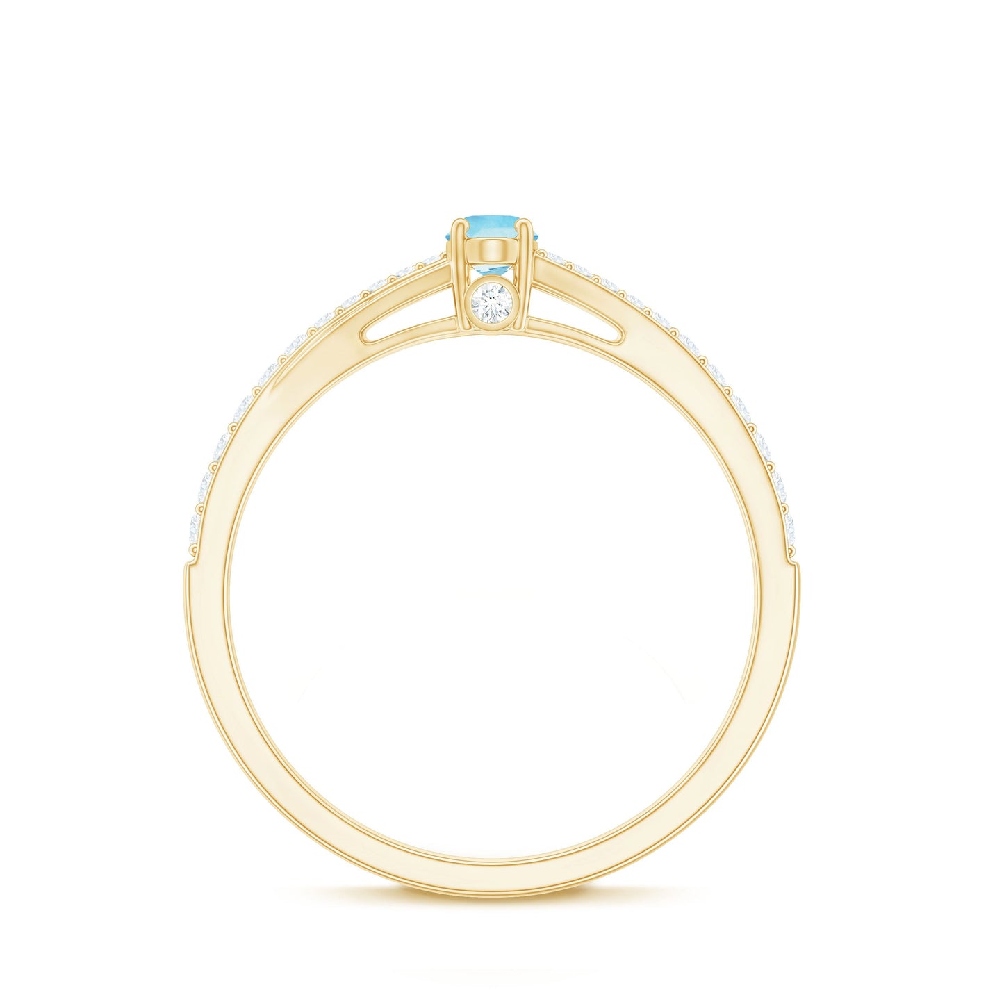 Natural Aquamarine Promise Ring with Diamond Split Shank