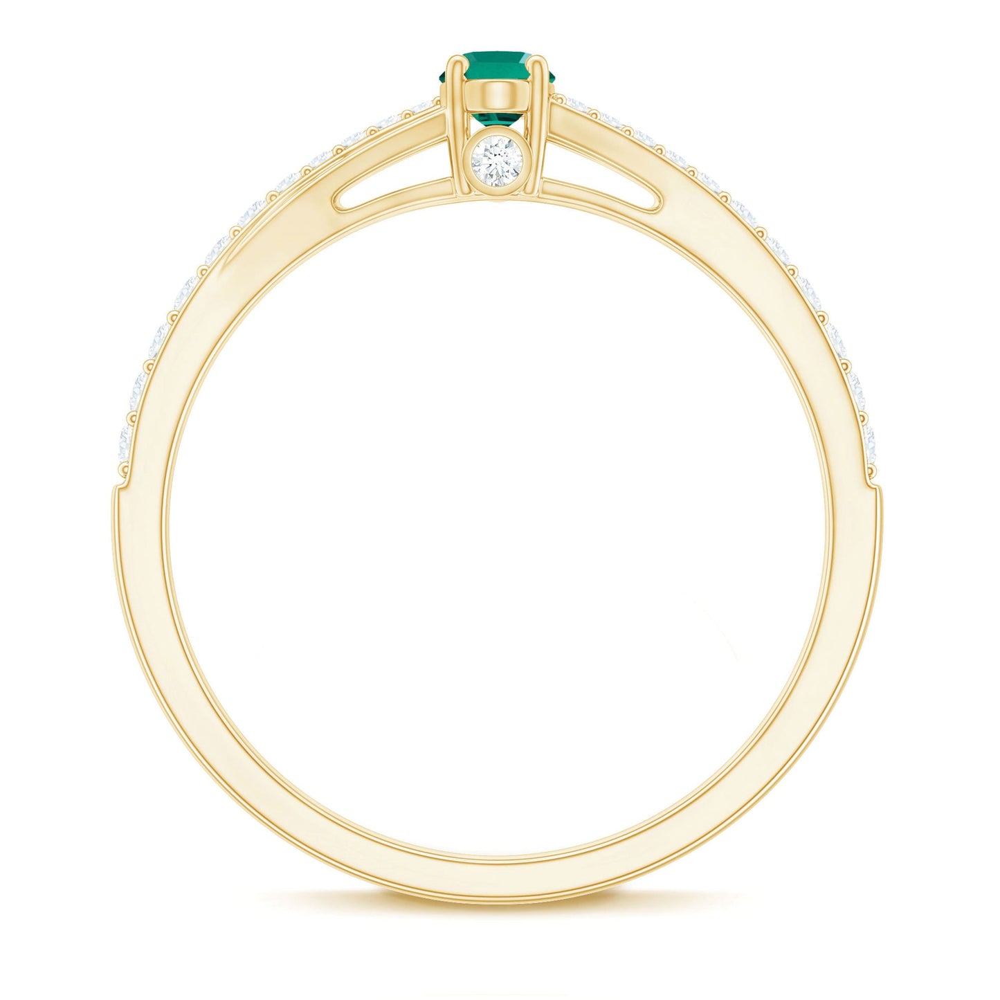Oval Lab Grown Emerald Promise Ring with Diamond Split Shank