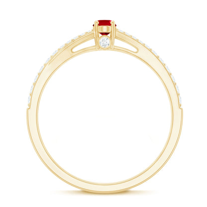 0.42 Carat Lab Grown Ruby and Diamond Solitaire Ring with Split Shank