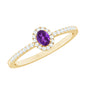 Genuine Oval Amethyst Promise Ring with Diamond Halo