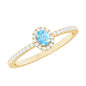 Natural Aquamarine Promise Ring with Diamond Halo