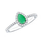 0.3 Carat Pear Cut Emerald Teardrop Engagement Ring with Diamond Halo