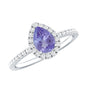 Real 0.84 Carat Tanzanite Teardrop Engagement Ring with Diamond Halo