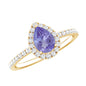 Real 0.84 Carat Tanzanite Teardrop Engagement Ring with Diamond Halo