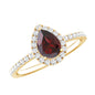 Natural 0.8 Carat Garnet Teardrop Engagement Ring with Diamond Halo