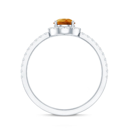 Classic Citrine Teardrop Engagement Ring with Diamond Halo