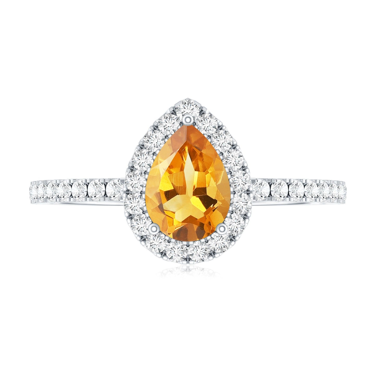 Classic Citrine Teardrop Engagement Ring with Diamond Halo