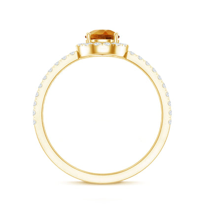 Classic Citrine Teardrop Engagement Ring with Diamond Halo
