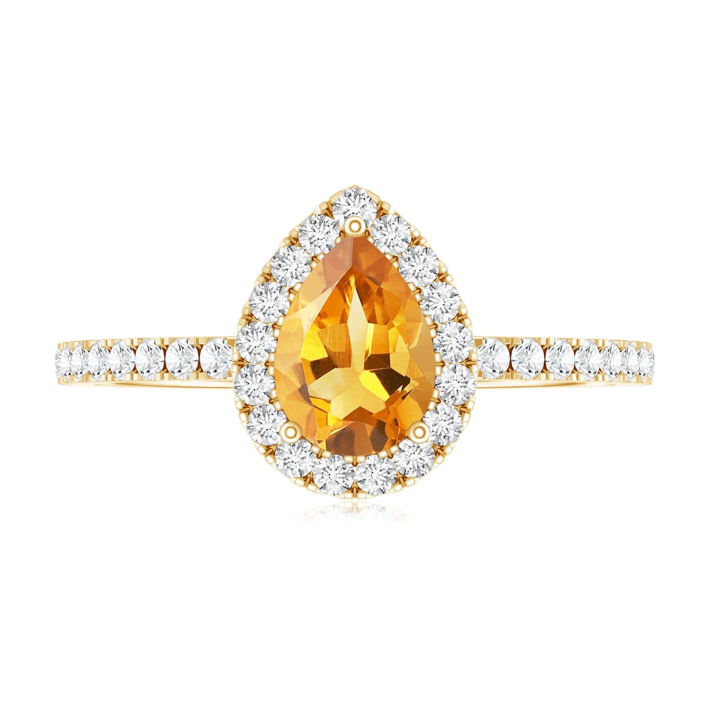 Classic Citrine Teardrop Engagement Ring with Diamond Halo
