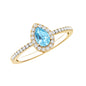 Natural Aquamarine Teardrop Engagement Ring with Diamond Halo