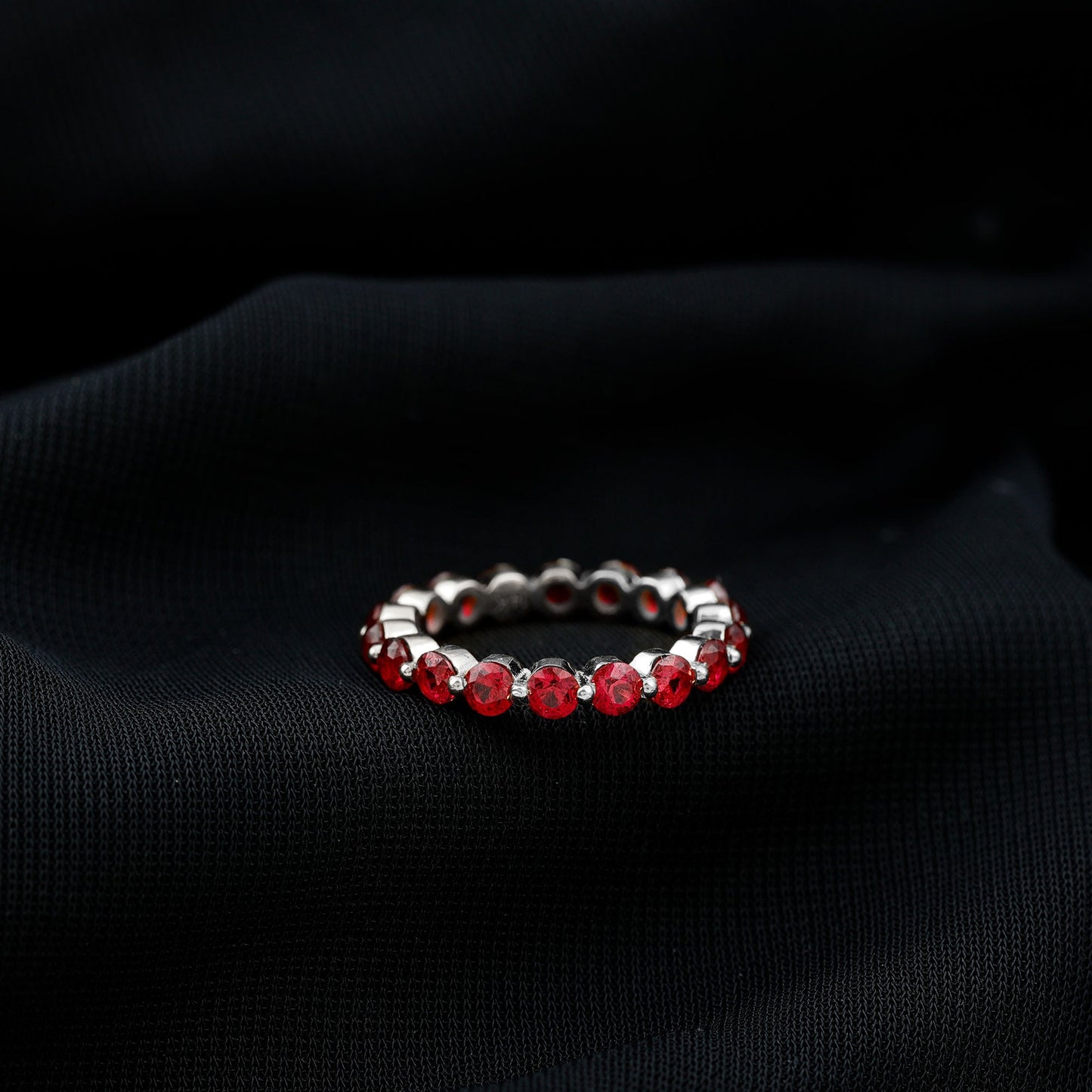 Certified Lab Created Ruby Eternity Wedding Band for Women
