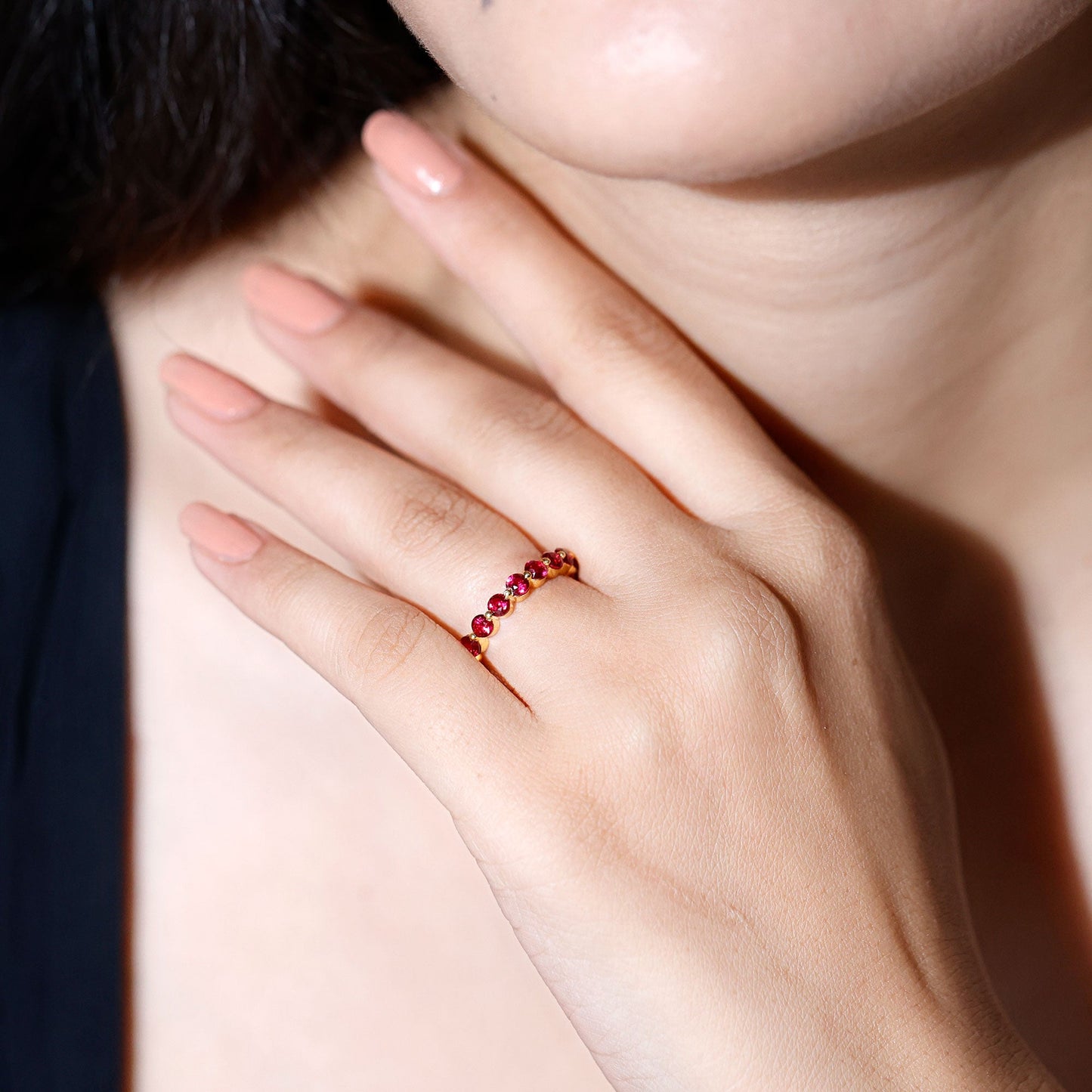 Certified Lab Created Ruby Eternity Wedding Band for Women