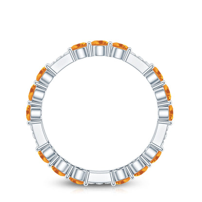 Natural Citrine Diamond Eternity Wedding Band